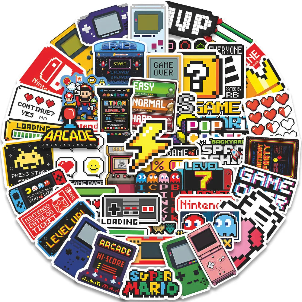 Beamix 50 STÜCK Klassische Gaming-Konsole Cartoon Aufkleber
