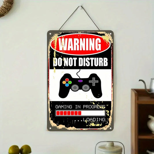 "Do Not Disturb" Gaming Tin Sign - Vintage Wall Art with Controller & Loading Screen Design, es, Perfect for Game Room or Home